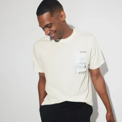 Discount T-shirt met ronde hals en willekeurige print T-shirt