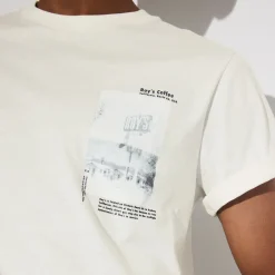 Discount T-shirt met ronde hals en willekeurige print T-shirt