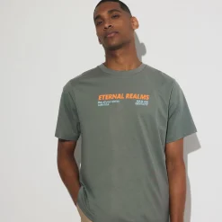 Hot T-shirt met ronde hals en willekeurige print T-shirt