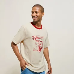 New T-shirt met ronde hals, print en contrasterende ve T-shirt