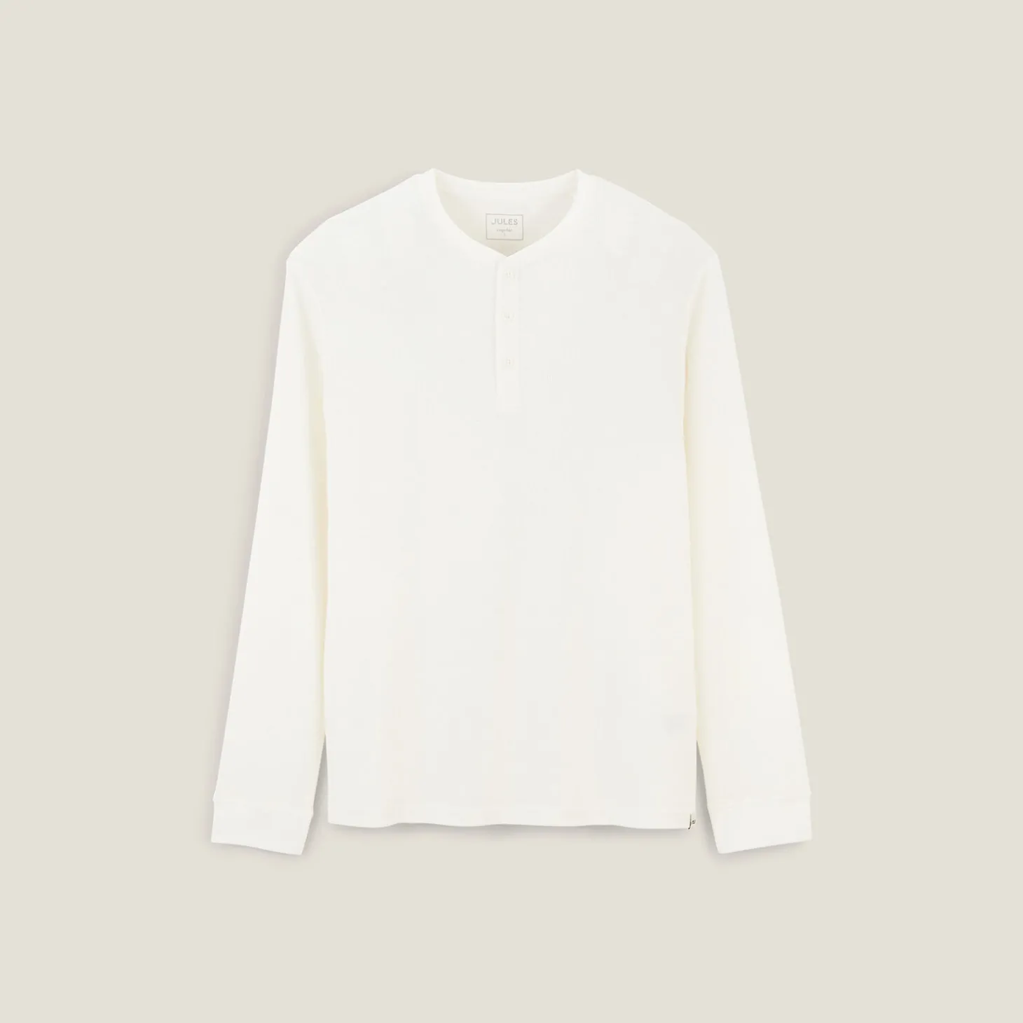 New T-shirt met Tunesische kraag in wafelstof T-shirt