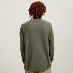 Outlet T-shirt met Tunesische kraag in wafelstof T-shirt