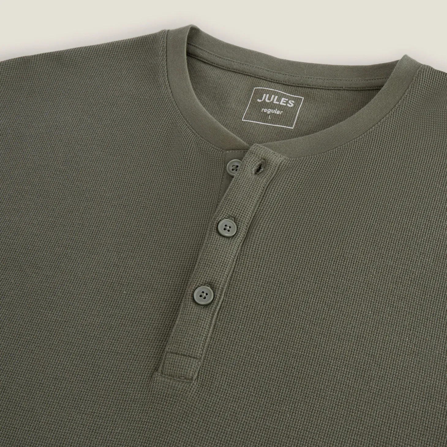 Outlet T-shirt met Tunesische kraag in wafelstof T-shirt