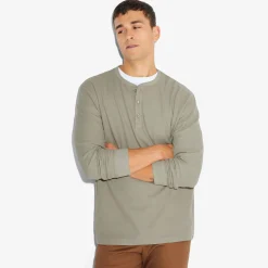 Sale T-shirt met Tunesische kraag in wafelstof T-shirt