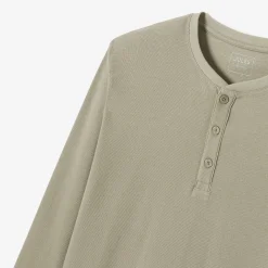 Sale T-shirt met Tunesische kraag in wafelstof T-shirt