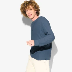 Hot T-shirt met Tunesische kraag in wafelstof T-shirt