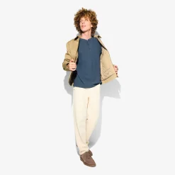 Hot T-shirt met Tunesische kraag in wafelstof T-shirt