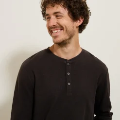 Flash Sale T-shirt met Tunesische kraag in wafelstof T-shirt