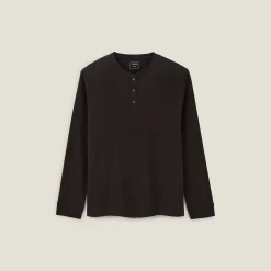 Flash Sale T-shirt met Tunesische kraag in wafelstof T-shirt