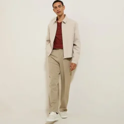 Store T-shirt met Tunesische kraag in wafelstof T-shirt