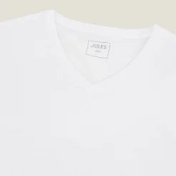 Store T-shirt met V-hals in katoen en elastaan T-shirt