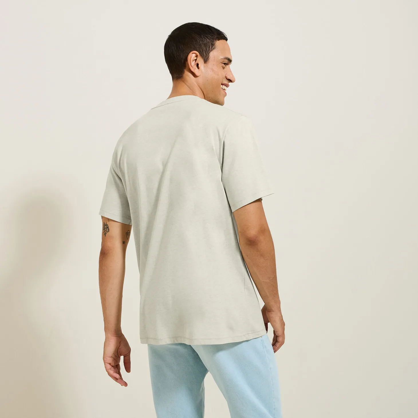 Store T-shirt van gemêleerd katoenen met ronde hals, ka T-shirt