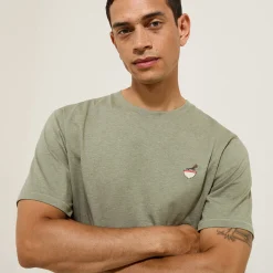 Flash Sale T-shirt van gemêleerd katoenen met ronde hals, ka T-shirt