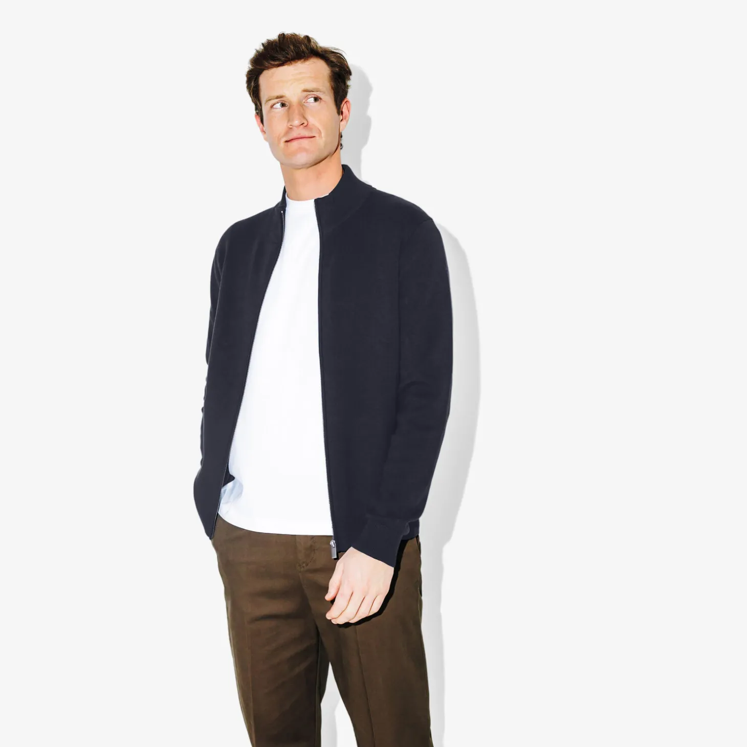 Clearance Vest met ristsluiting en opstaande kraag Heren Gebreide Vesten Heren|Trui