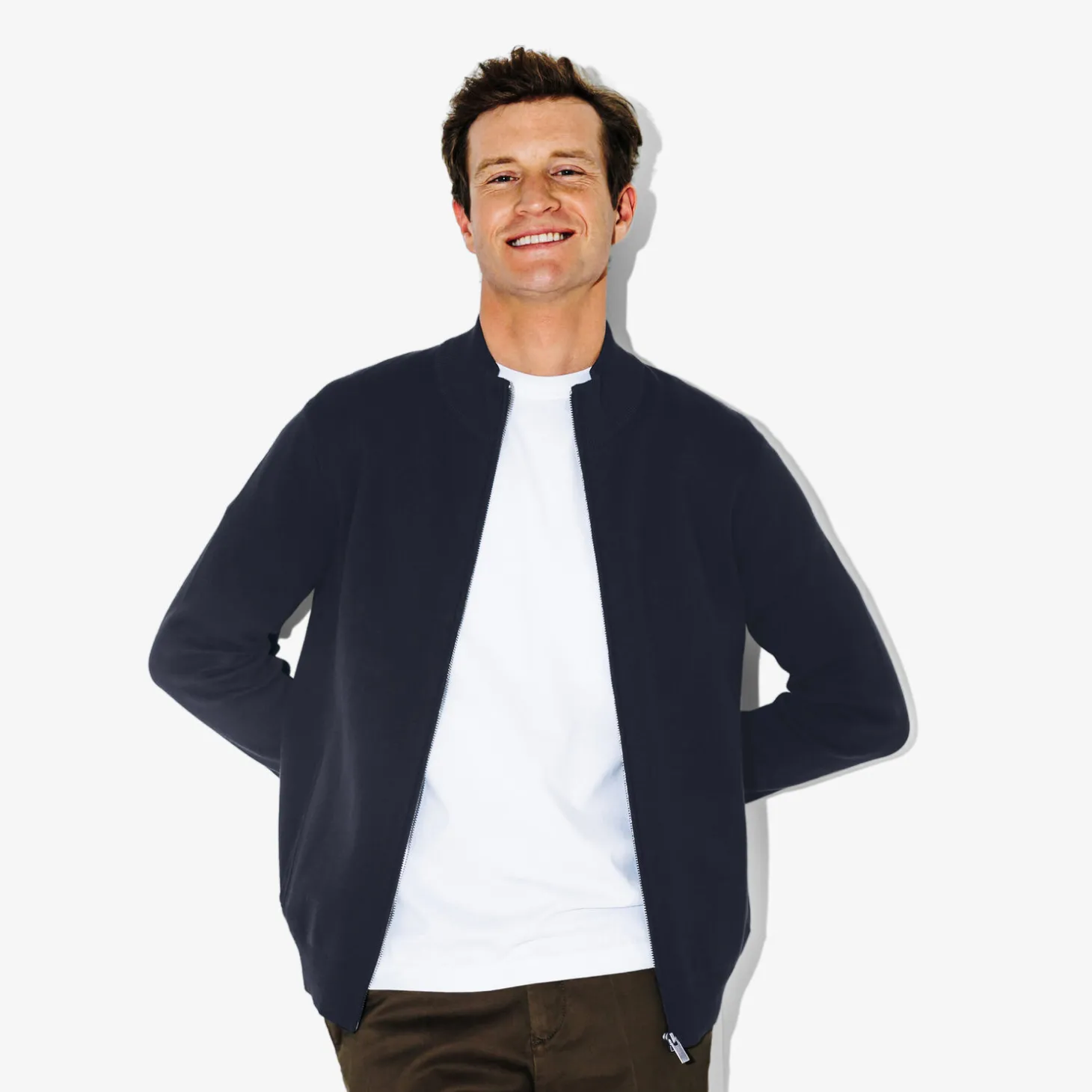 Clearance Vest met ristsluiting en opstaande kraag Heren Gebreide Vesten Heren|Trui