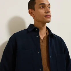 Sale Wollen overhemdjas met hemdskraag Overshirt|Overhemd