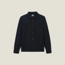 Sale Wollen overhemdjas met hemdskraag Overshirt|Overhemd