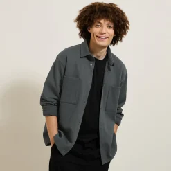 Online Wollen overhemdjas met hemdskraag Overshirt|Overhemd