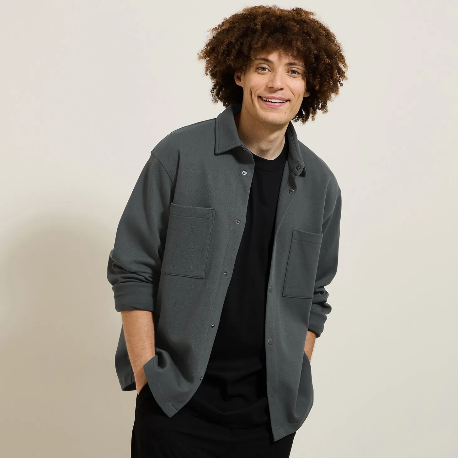 Online Wollen overhemdjas met hemdskraag Overshirt|Overhemd