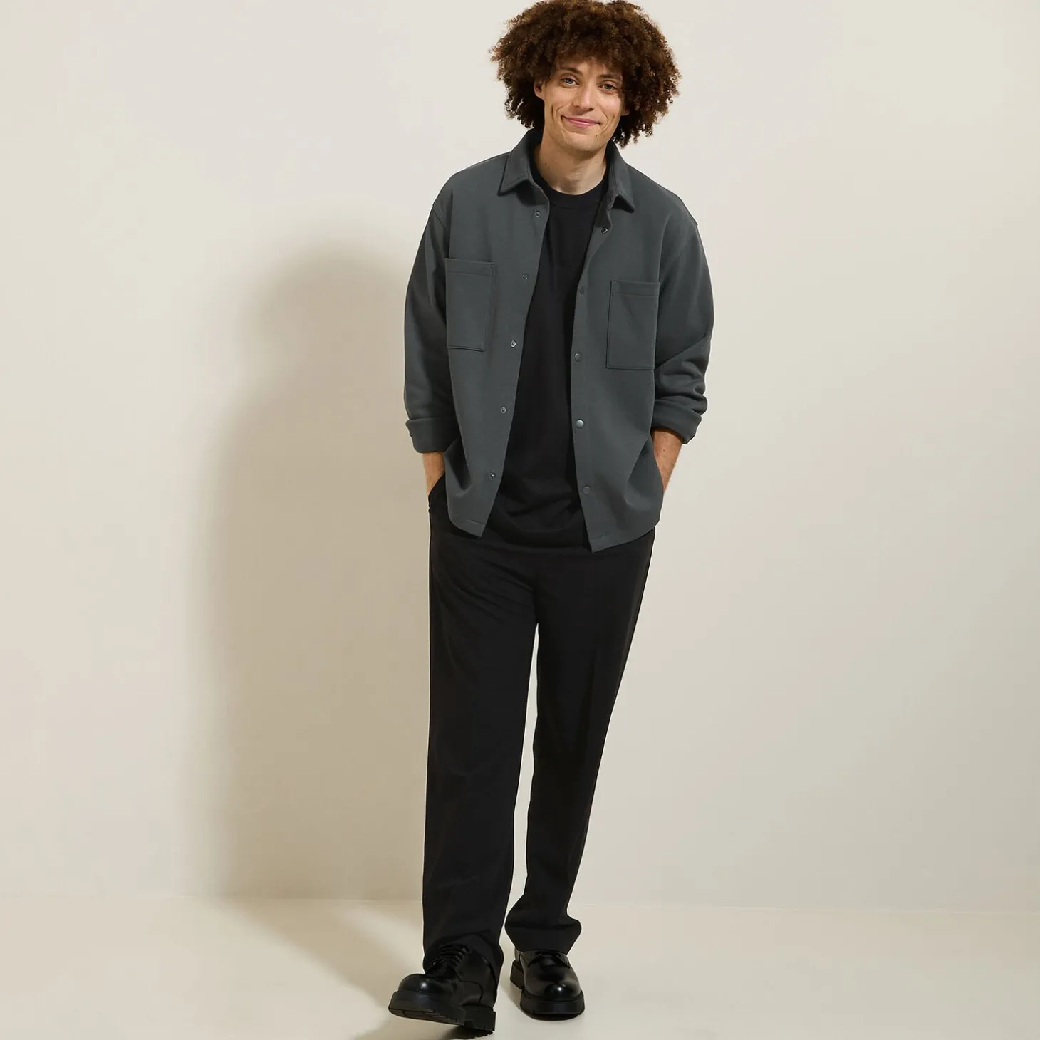 Online Wollen overhemdjas met hemdskraag Overshirt|Overhemd